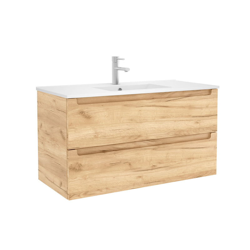 Monterrey 1000 Wall Hung Vanity Unit + Basin - Vinci Africa Oak