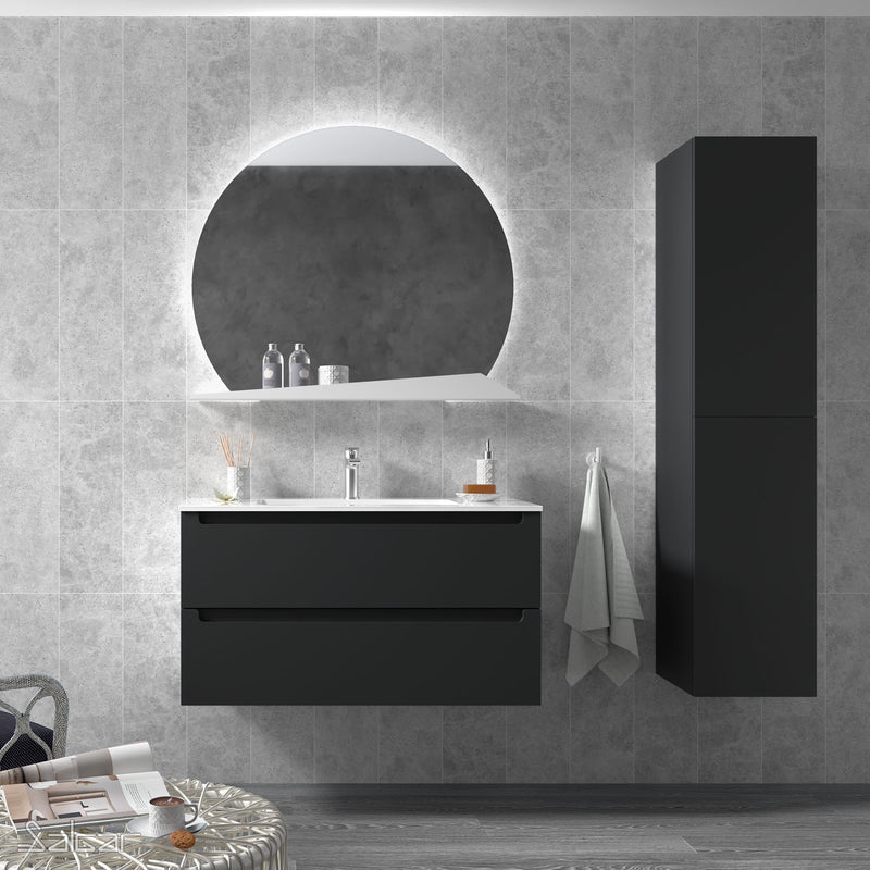 Monterrey 1000 Wall Hung Vanity Unit + Basin - Noir Matt Black Velvet