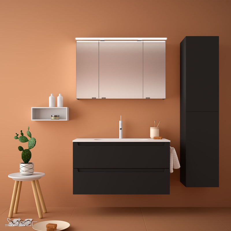 Monterrey 1000 Wall Hung Vanity Unit + Basin - Noir Matt Black Velvet