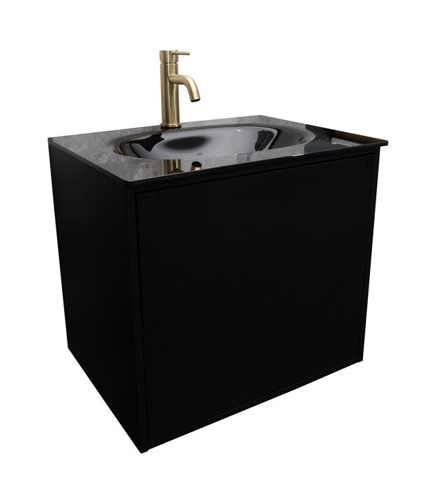 Optimus Noir 800 Wall Hung Vanity Unit + Noir Black Basin - Matt Black