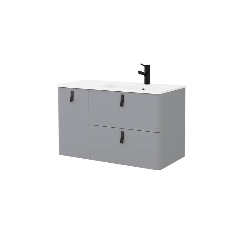 UNIIQ Sketch 900 x 450mm Wall Hung Vanity Unit with Basin - Left Handed Matt Grey