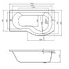 Elgin 1500 Right Hand P Shaped Reinforced Bath, Shower Screen & Side Panel