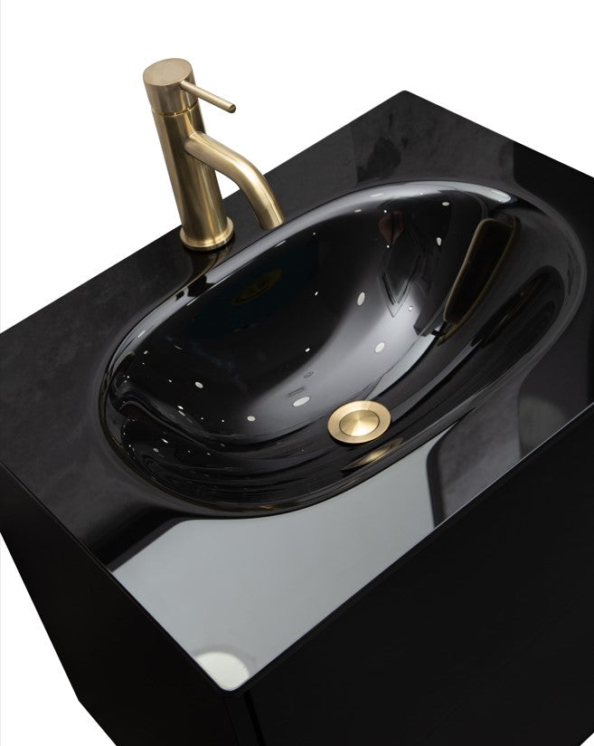 Optimus Noir 800 Wall Hung Vanity Unit + Noir Black Basin - Matt Black