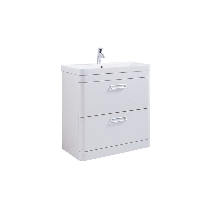 Kartell Metro 800mm White Floor Standing Drawer Unit With Ceramic Basin