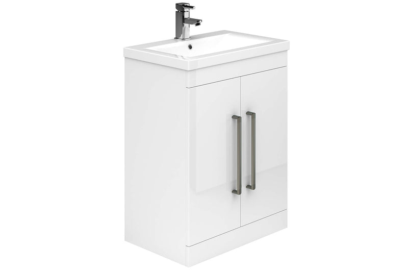 Alan T Carr Lockbury White Floor Standing 2 Door Unit & Basin - Choose Size