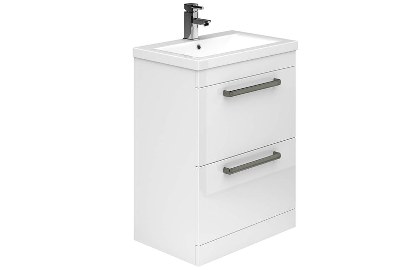 Alan T Carr Lockbury White Floor Standing 2 Drawer Unit & Basin - Choose Size