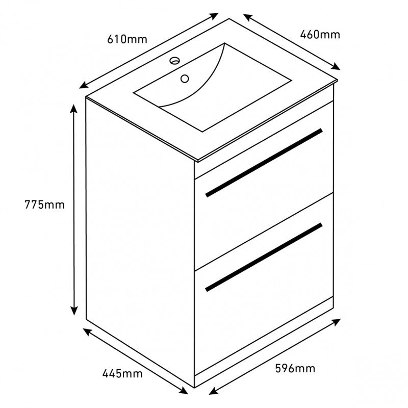 Kartell Purity 600mm Floor Standing Drawer Unit & Basin - Choose Colour