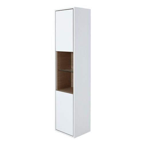 Lincoln Wall Mounted Tall Unit - White and Oak