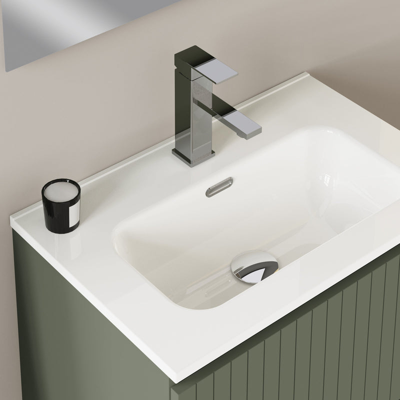 Banyetti Linea Muscat Sage Ribbed Wall Hung Vanity Unit 600mm x 390mm