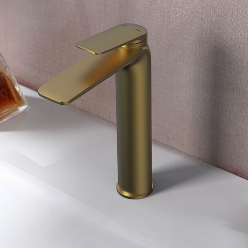 Aero Tall Basin Mixer Tap - Brushed Brass