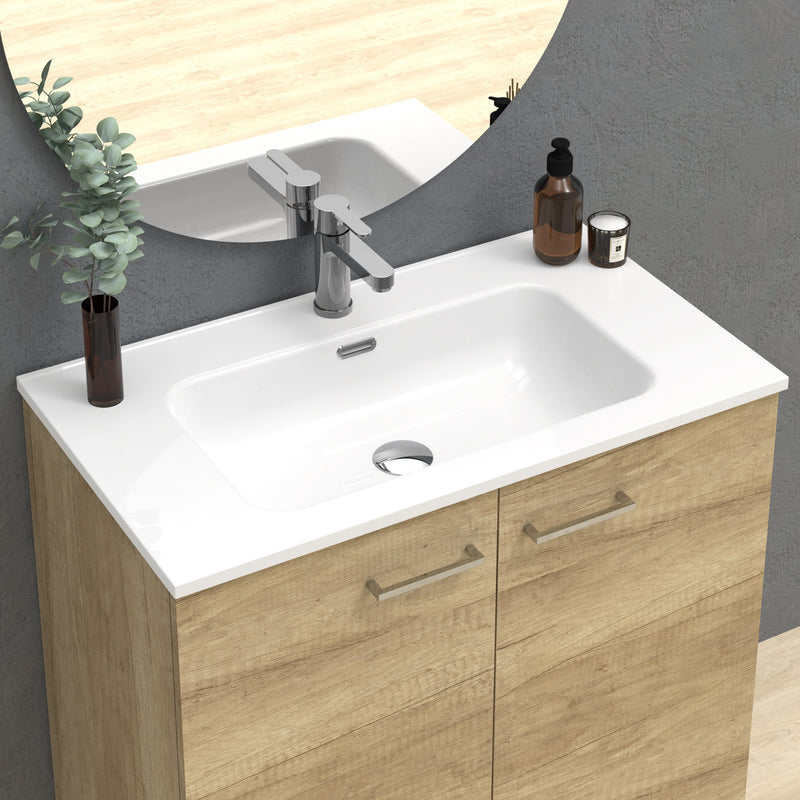 Banyetti Alpine Natural Oak Wall Hung 800mm Vanity Unit