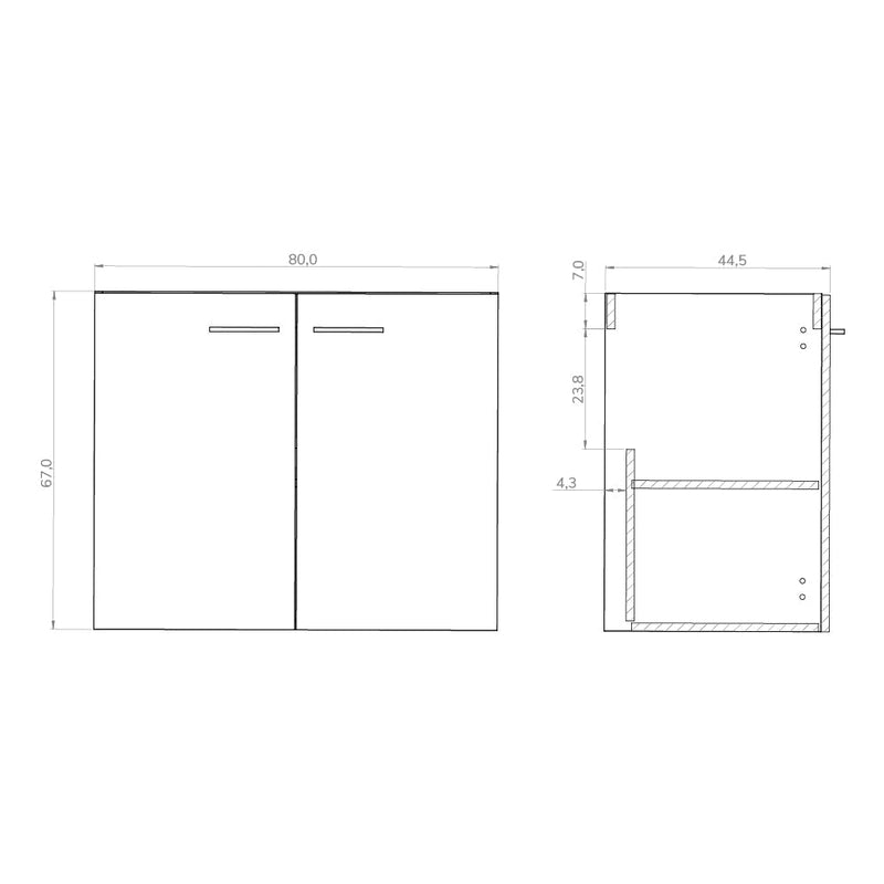 Banyetti Alpine Natural Oak Wall Hung 800mm Vanity Unit