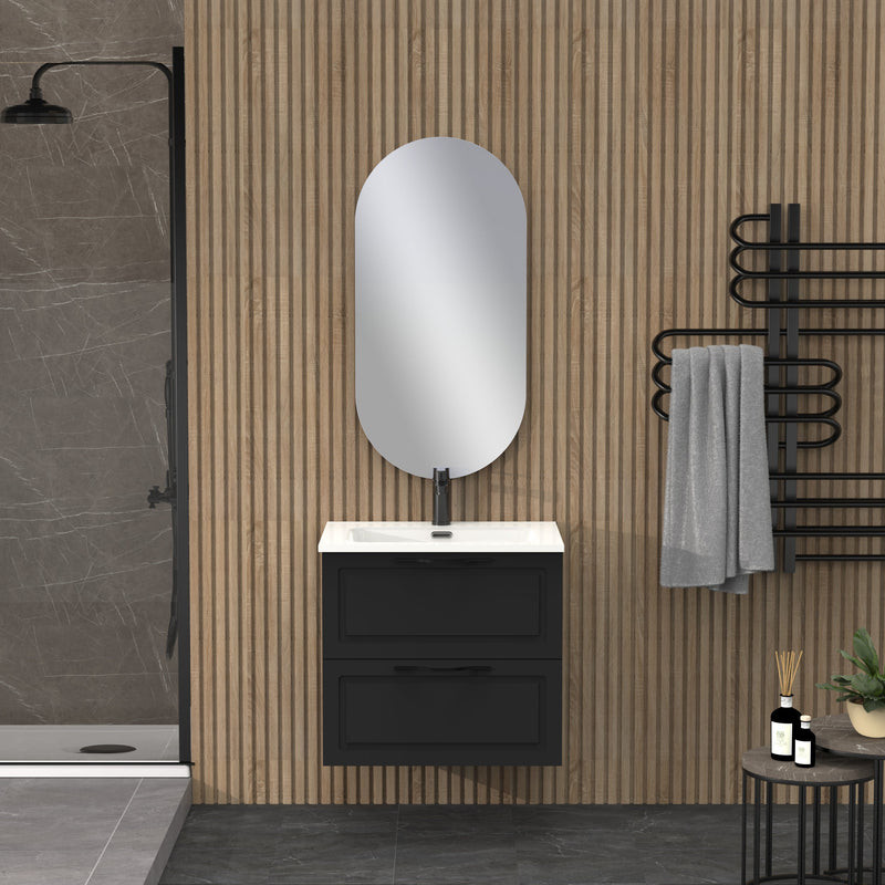 Banyetti Matador Matt Black Wall Hung Vanity Unit 600mm