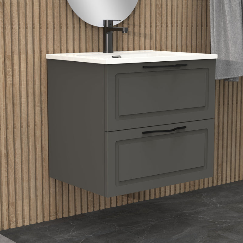 Banyetti Matador Matt Grey Wall Hung Vanity Unit 600mm