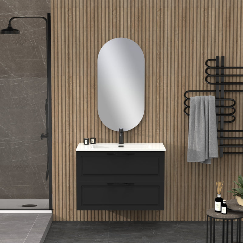 Banyetti Matador Matt Black Wall Hung Vanity Unit 800mm