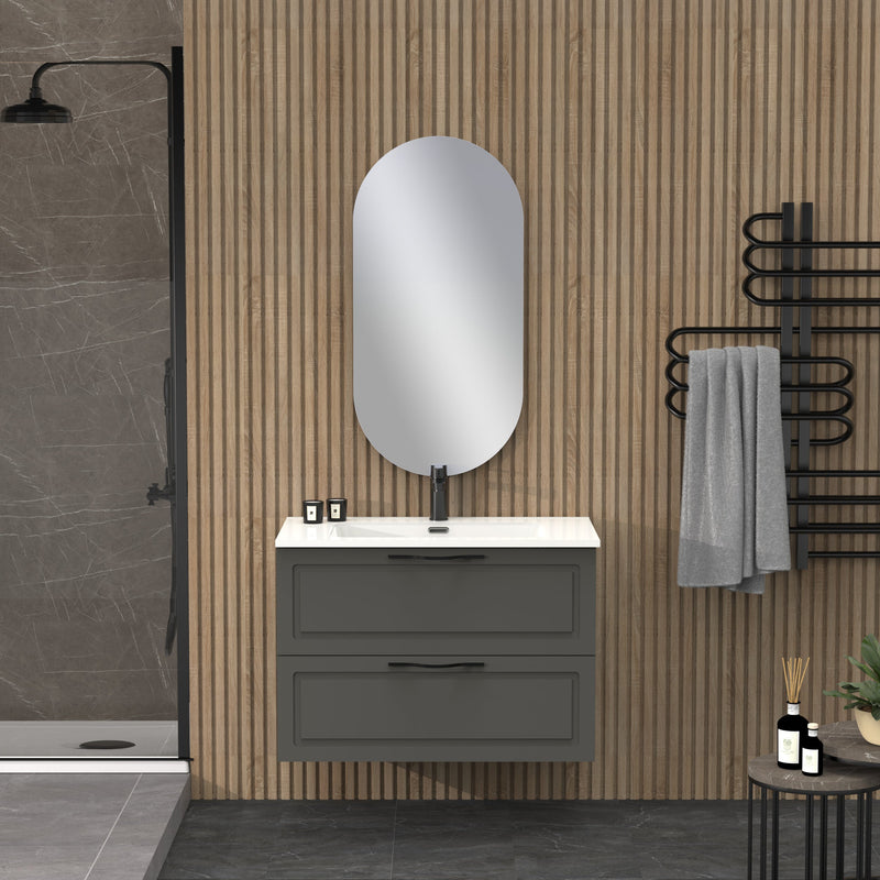 Banyetti Matador Matt Grey Wall Hung Vanity Unit 800mm