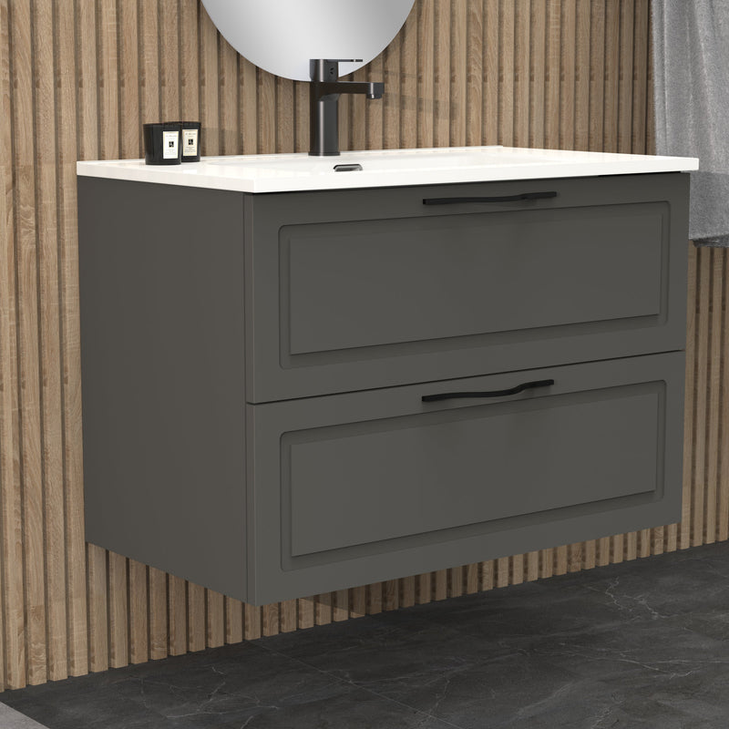 Banyetti Matador Matt Grey Wall Hung Vanity Unit 800mm