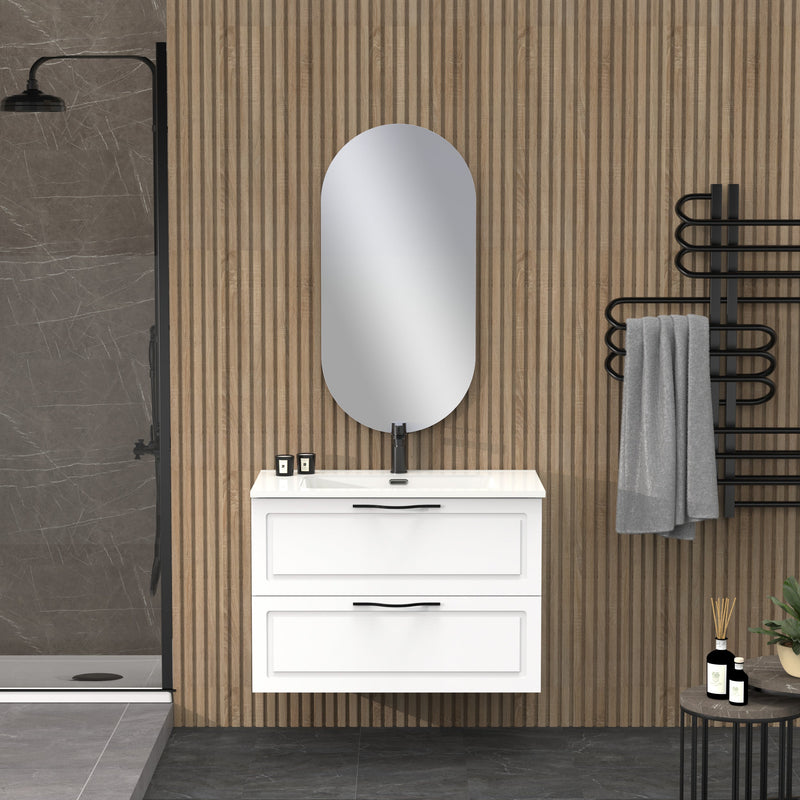 Banyetti Matador Matt White Wall Hung Vanity Unit 800mm