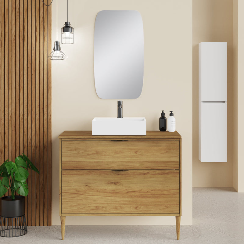 Banyetti Krafter Caramel Oak Wall Hung Vanity Unit 1000mm