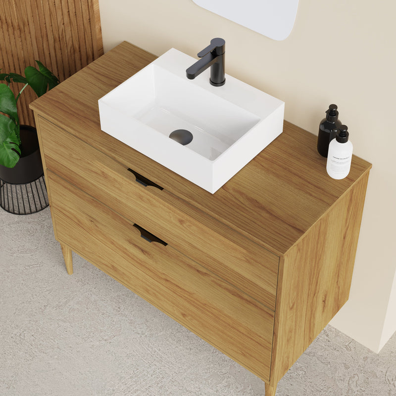 Banyetti Krafter Caramel Oak Wall Hung Vanity Unit 1000mm