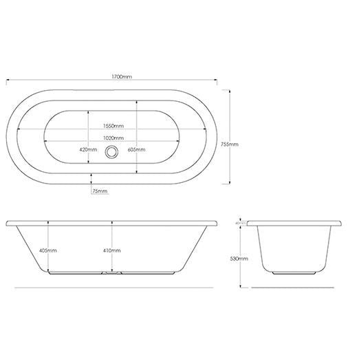 Falcon Freestanding Bath - 1700 X 755mm