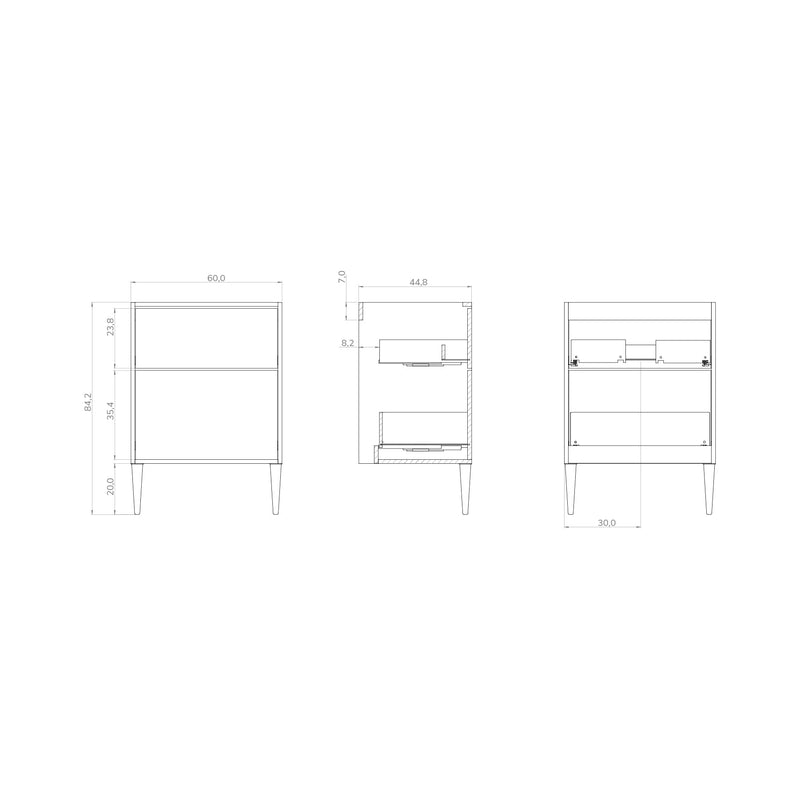 Banyetti Krafter Caramel Oak Wall Hung Vanity Unit 600mm