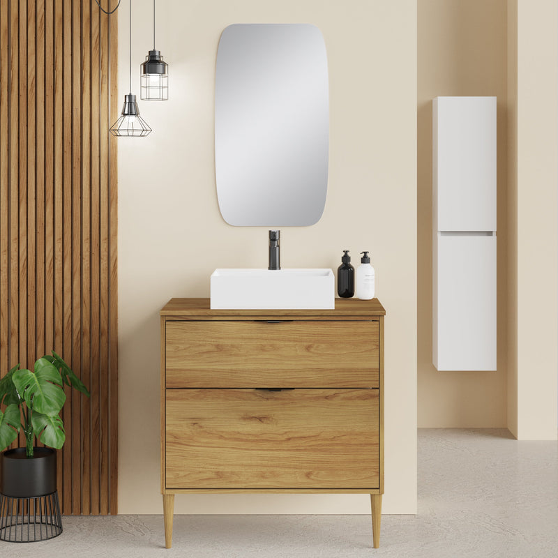 Banyetti Krafter Caramel Oak Wall Hung Vanity Unit 800mm