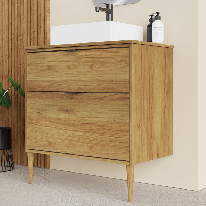 Banyetti Krafter Caramel Oak Wall Hung Vanity Unit 800mm