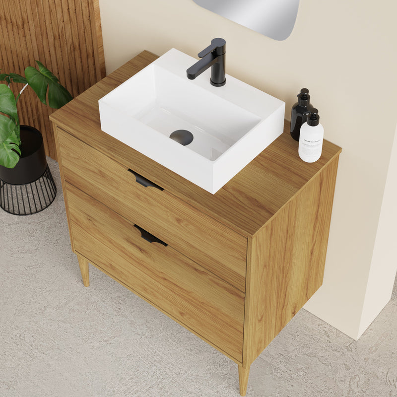 Banyetti Krafter Caramel Oak Wall Hung Vanity Unit 800mm