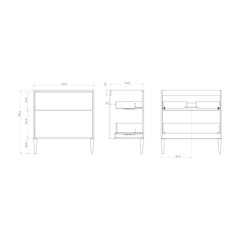 Banyetti Krafter Matt White Wall Hung Vanity Unit 800mm