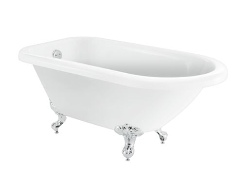 Burford Compact Roll Top Bath With Silver Feet