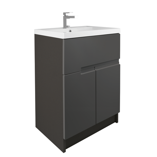 Vermont 600mm Floorstanding Vanity Unit with Basin - Gloss Grey