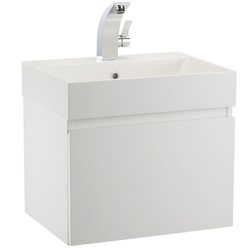 Mino 600mm Wall Hung Basin Unit + Basin - Gloss White