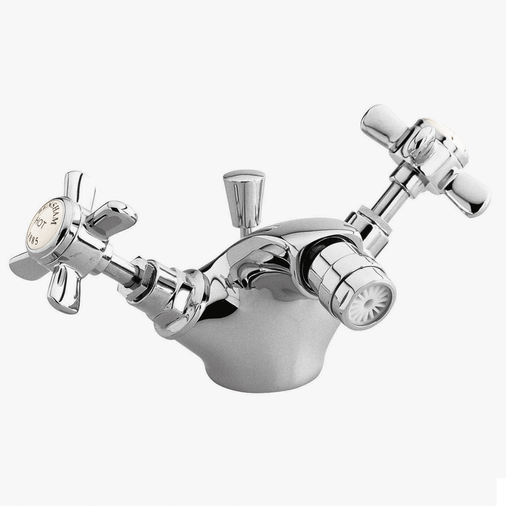 Ben sham Cross Head Traditional Basin Mono Bidet Tap Chrome