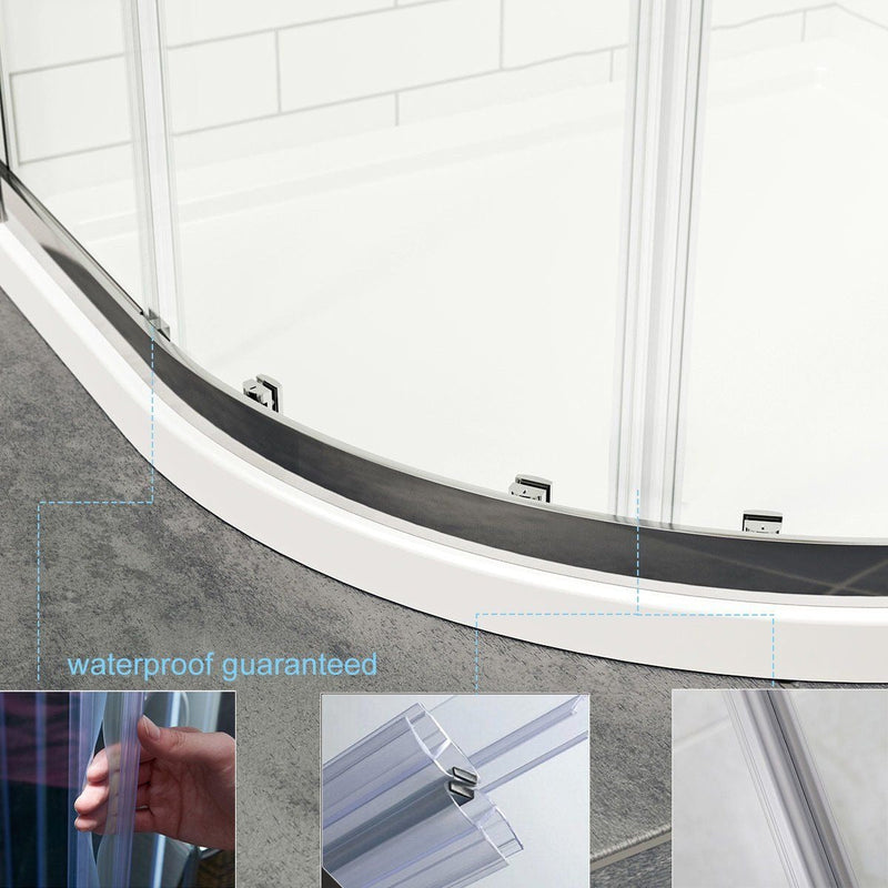 Elle 900 X 760mm Reversible Offset Shower Enclosure 8mm Easy Clean Nano Glass Shower Cubicle