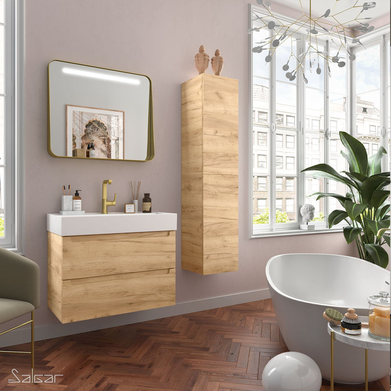 Monterrey 800 Wall Hung Vanity Unit + Basin - Vinci Africa Oak