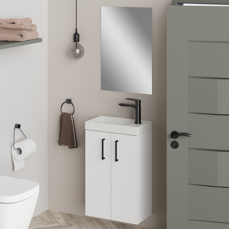 Banyetti Mino Matt White Wall Hung Cloakroom Vanity 400mm