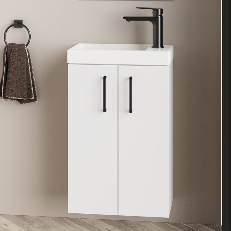 Banyetti Mino Matt White Wall Hung Cloakroom Vanity 400mm