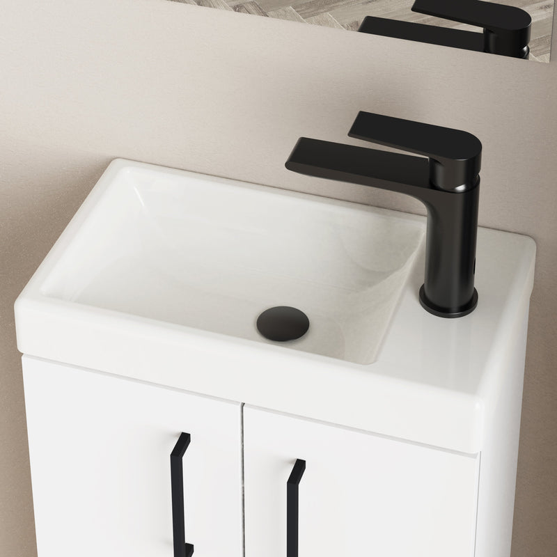 Banyetti Mino Matt White Wall Hung Cloakroom Vanity 400mm