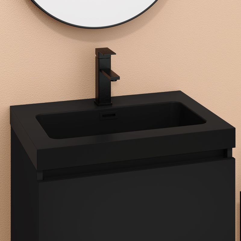 Banyetti Kaduro Matt Black Double Drawer Wall Hung Vanity Unit 600mm