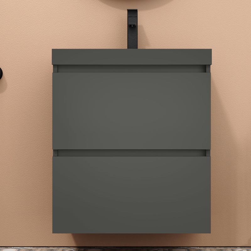 Banyetti Kaduro Matt Grey Double Drawer Wall Hung Vanity Unit 600mm