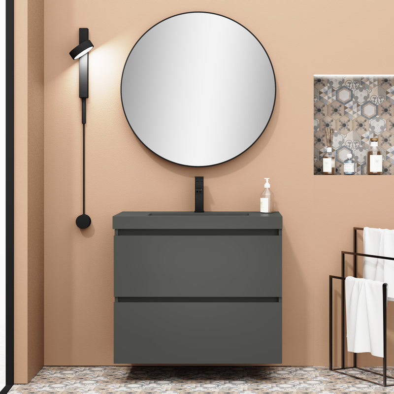 Banyetti Kaduro Matt Grey Double Drawer Wall Hung Vanity Unit 800mm