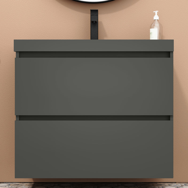 Banyetti Kaduro Matt Grey Double Drawer Wall Hung Vanity Unit 800mm