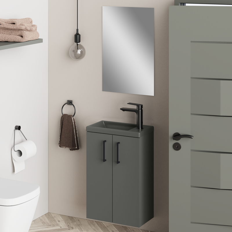 Banyetti Mino Matt Grey Wall Hung Cloakroom Vanity 400mm