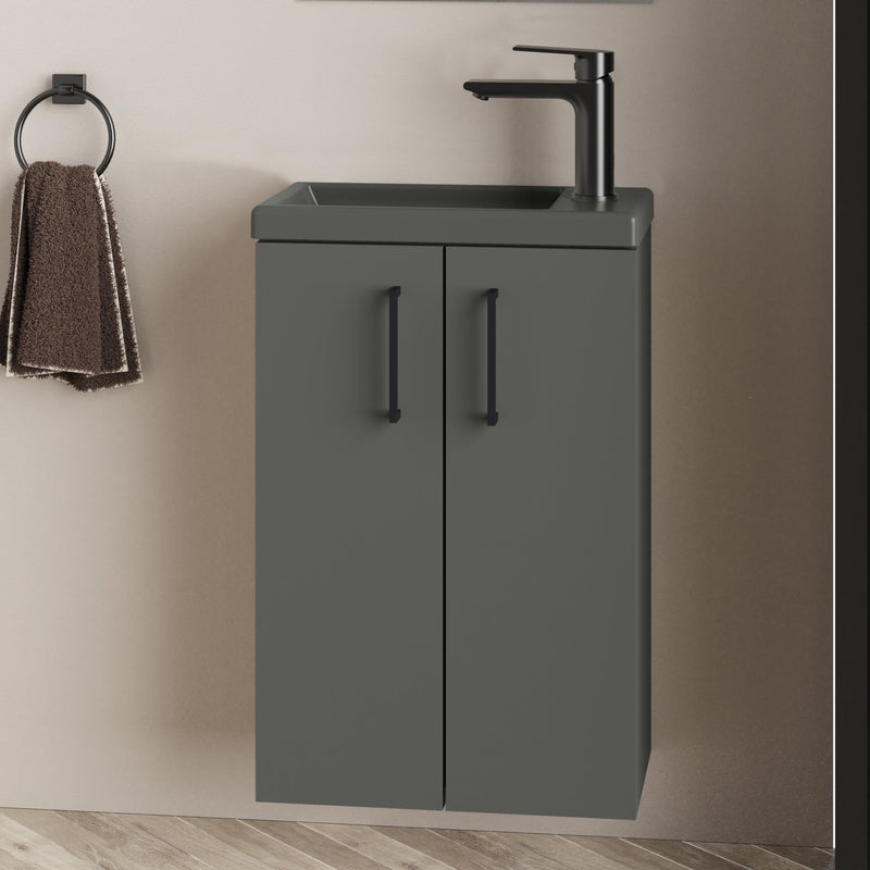 Banyetti Mino Matt Grey Wall Hung Cloakroom Vanity 400mm