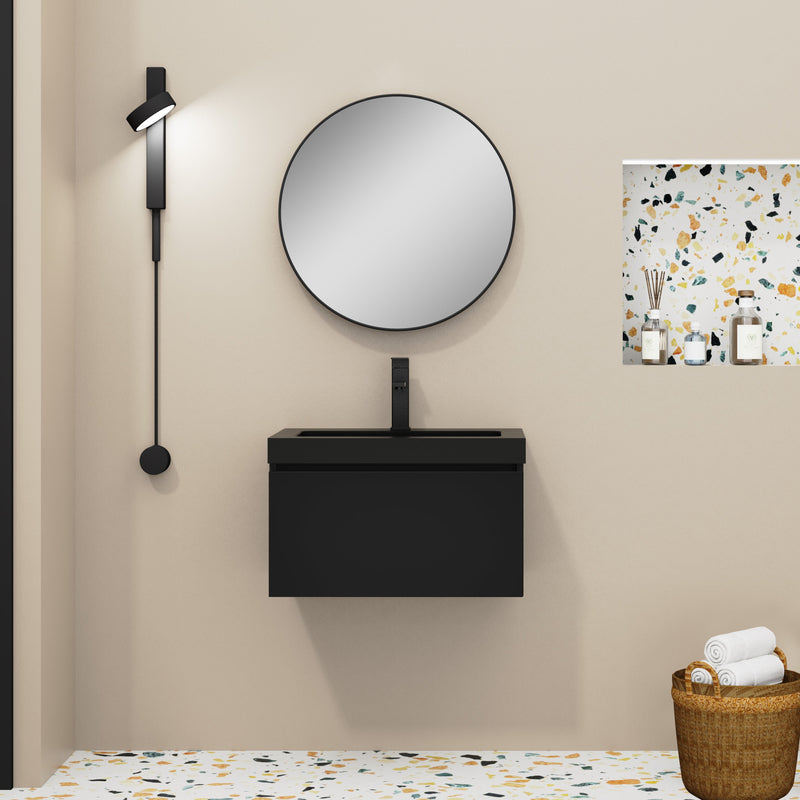 Banyetti Kaduro Matt Black Wall Hung Vanity Unit 600mm