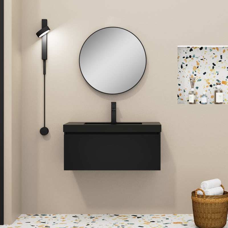 Banyetti Kaduro Matt Black Wall Hung Vanity Unit 800mm