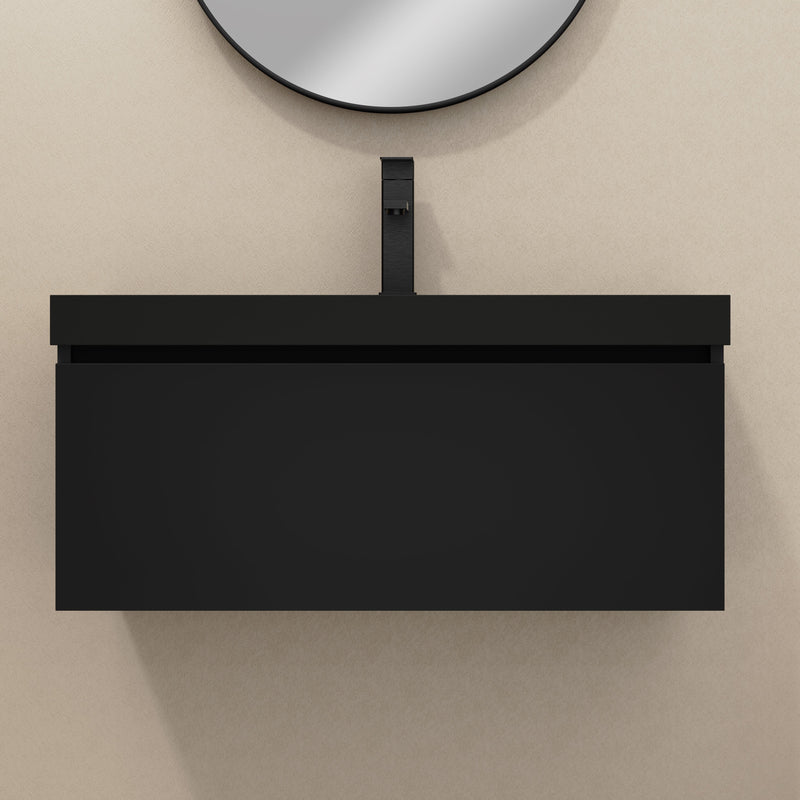 Banyetti Kaduro Matt Black Wall Hung Vanity Unit 800mm