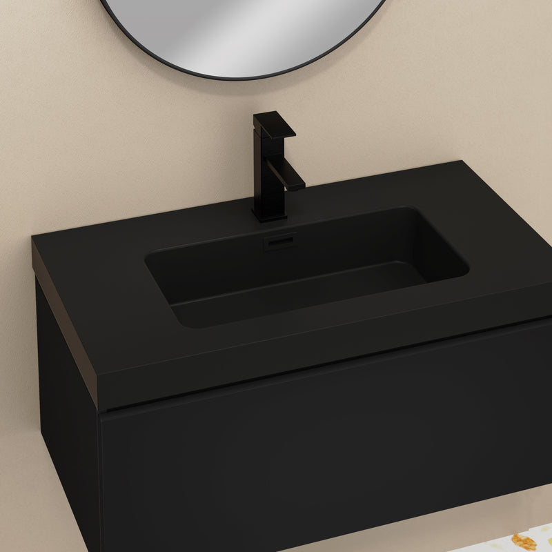 Banyetti Kaduro Matt Black Wall Hung Vanity Unit 800mm