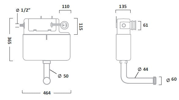 Tavistock Apex Concealed Cistern with Side Inlet